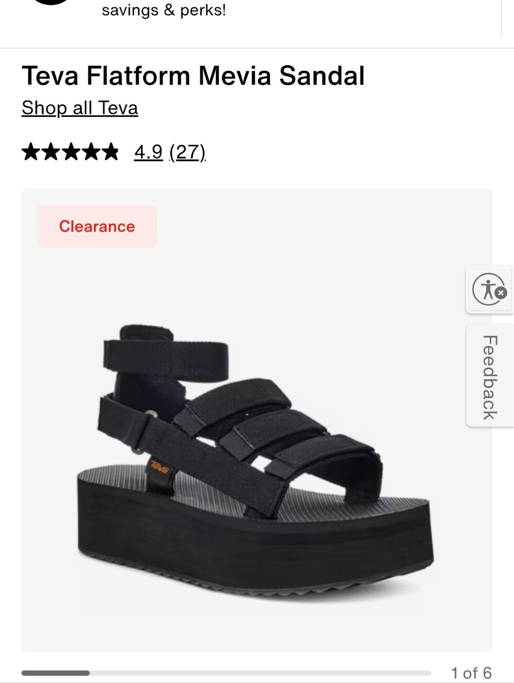 Teva Women's Black Platform Mevia Sandal - Picture 6 of 8